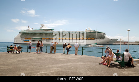 Das Royal Caribbean Kreuzfahrtschiff "Independence of the Seas" im Hafen von Funchal, Madeira Stockfoto