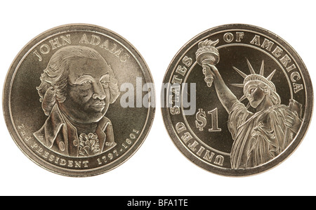 John Adams Presidential Dollar-Münze. Stockfoto