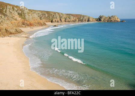 Porthcurno Strand, Pedn Vounder Strand, Südküste, Cornwall, England, Vereinigtes Königreich, Europa Stockfoto