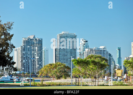 Moderne Skyline von Surfers Paradise Queensland Australien Stockfoto