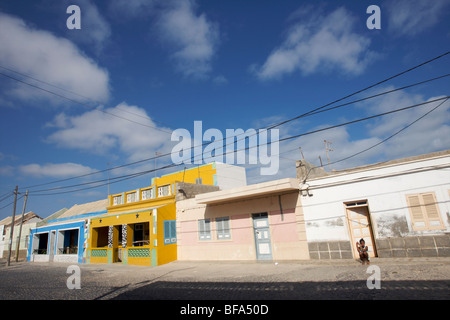 Am Hafen von Sal Rei, Capitale von Boa Vista, Kap Verde Stockfoto
