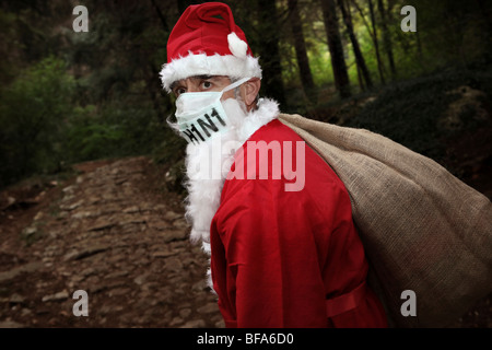 Santa Claus trägt Mundschutz H1N1. Stockfoto