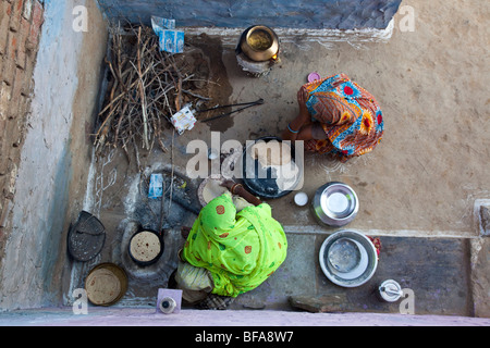 Frauen in Indien Pushkar Kochen Stockfoto