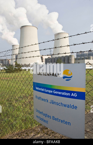 Braunkohlekraftwerk Jaenschwalde der Vattenfall Europe AG Stockfoto