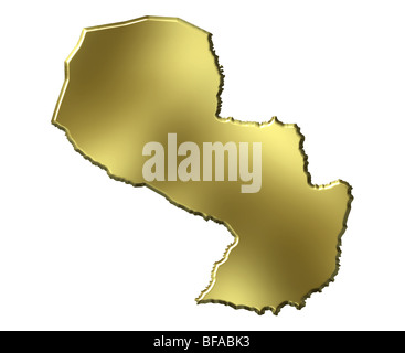 Paraguay golden 3D-Karte Stockfoto