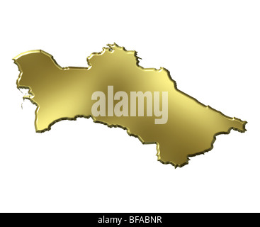 Turkmenistan golden 3D-Karte Stockfoto