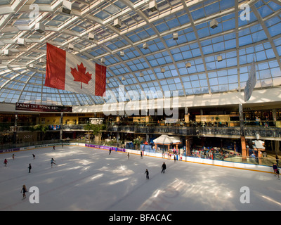 Die Eisbahn in West Edmonton Mall in Edmonton, Alberta, Kanada. Stockfoto