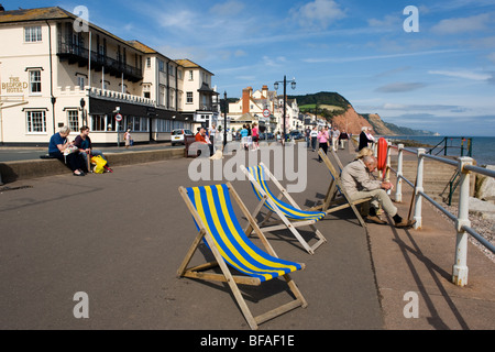 Blick auf die Promenade in Sidmouth, Dorset, England. Stockfoto