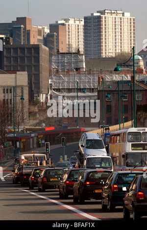 England, Cheshire, Stockport, Stadtzentrum, Wellington Rd North, Staus Stockfoto