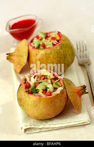 Granatäpfel Salat. Rezept zur Verfügung. Stockfoto