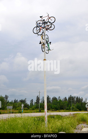 Fahrrad-Denkmal entlang Highway 17 Trans Canada Lake Superior Circle Tour Ontario Kanada Stockfoto