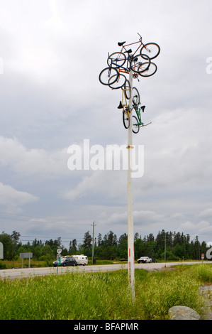 Fahrrad-Denkmal entlang Highway 17 Trans Canada Lake Superior Circle Tour Ontario Kanada Stockfoto