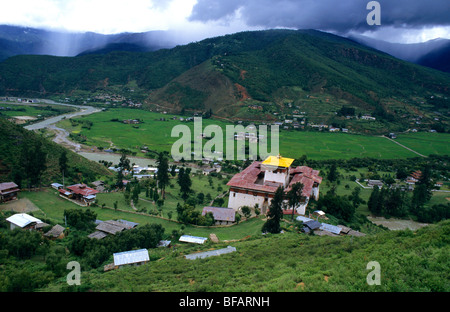 Valle de Paro. Rinpung Dzong. Bhutan Stockfoto