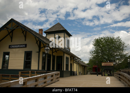 Huckleberry Railroad und Kreuzung Dorf, Flint, Michigan, Vereinigte Staaten von Amerika Stockfoto