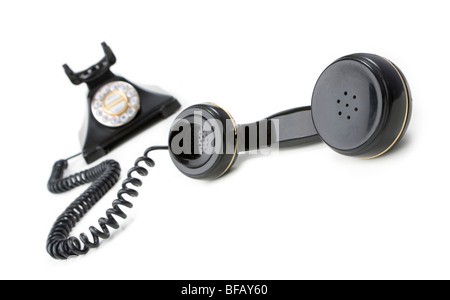Vintage Telefon auf weißem Hintergrund Stockfoto