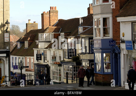 Lymington, New Forest, Hampshire, England, Vereinigtes Königreich;  Blick auf die Südseite des Kai Hill. Stockfoto
