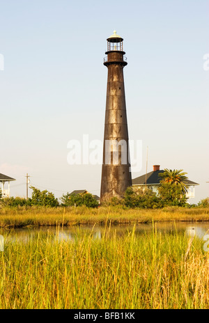 Die Bolivar-Leuchtturm auf Bolivar-Halbinsel gegenüber von Galveston Island Stockfoto