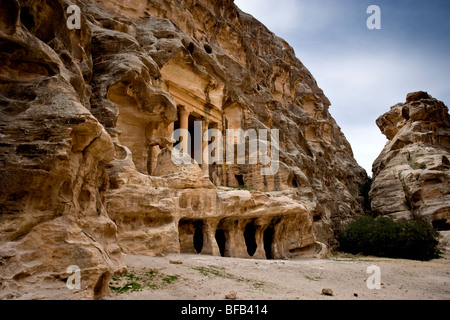 Großen Fassade in Al-Beidha, Little Petra, Jordanien Stockfoto
