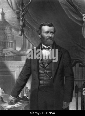 Porträt Kupferstich ca. 1868 von Ulysses S Grant - Grant (1822-1885) war der 18. US-Präsident (1869 bis 1877). Stockfoto
