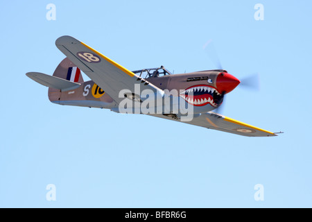 P-40E Warhawk "Sneak Attack" im Flug während der 2009 National Championship Air Races Stockfoto