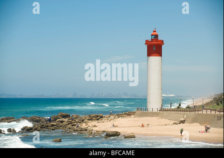 Umhlanga Rocks Leuchtturm. In der Nähe von Durban, Südafrika. Stockfoto