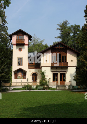 Königliche Villa, erbaut von dem Architekten Franz Jakob Kreuter, Roseninsel im Starnberger See, Bayern, Deutschland, Europa Stockfoto