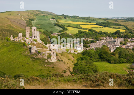 Corfe Castle in Dorset, England Stockfoto