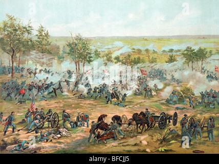 Undatierte Farbe drucken Darstellung der Schlacht von Gettysburg (Juli 1-3 1863) während des amerikanischen Bürgerkriegs (1861-1865). Stockfoto