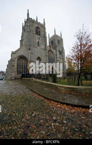 St. Margarets Church, King's Lynn, Norfolk an einem nassen Herbsttag Stockfoto