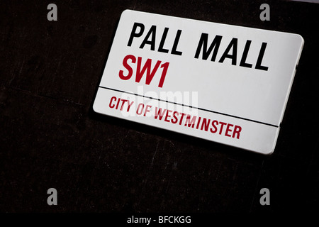 Pall Mall SW1 Stadt von Westminster Straßenschild London England Vereinigtes Königreich UK Europe Stockfoto