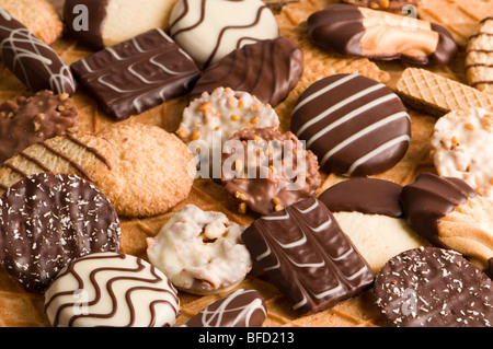 Schokoladenkekse-Hintergrund Stockfoto