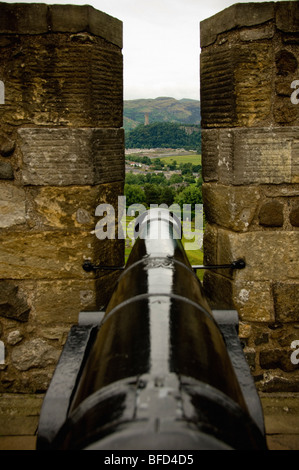 Kanone auf den Zinnen von Stirling Castle, Perthshire, Schottland Stockfoto