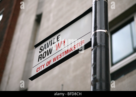 Savile Row London W1 Straßenschild Stockfoto