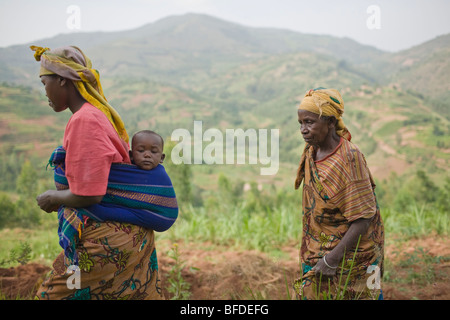 Kaffeebauern, Kabuye Bereich, Ruanda Stockfoto