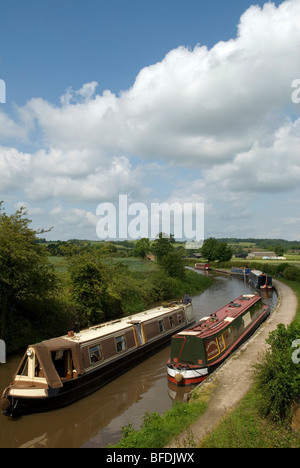 Coventry Kanal durchzieht das Dorf Hartshill und ist eine beliebte Wasserstraße für Narrowboating. Stockfoto