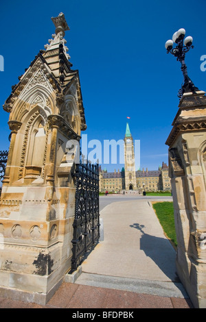 Zentrum-Block und der Peace Tower der Parlamentsgebäude auf Parlament-Hügel, Ottawa, Ontario, Kanada Stockfoto