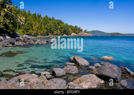 Die Aussicht entlang der Küste von East Sooke Park in Sooke, Vancouver Island, British Columbia, Kanada Stockfoto