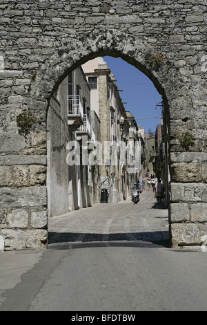 Die alten Mauern, Berg Stadt Erice in Sizilien, Italien, Europa Stockfoto