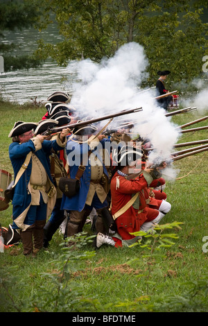 Fort Loudon Franzosen- und Indianerkrieg Reenactment. Stockfoto