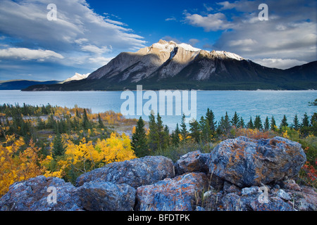 See-Abraham und Mount Michener, Kootenay Plains, Alberta, Kanada Stockfoto