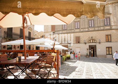 Die alten Mauern, Berg Stadt Erice in Sizilien, Italien, Europa Stockfoto