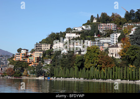 Waterfront, Monte Bre, Lago di Lugano, Tessin, Schweiz Stockfoto