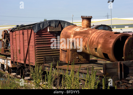 Lokomotive wartet auf Restaurierung auf der Ribble Steam Railway Preston Lancashire Stockfoto