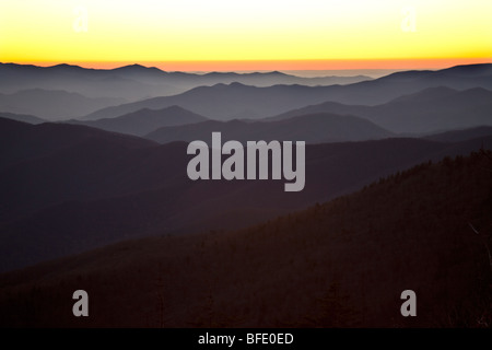 Nach Sonnenuntergang, Clingman der Kuppel, große Smoky Mountains National Park, Tennessee Stockfoto