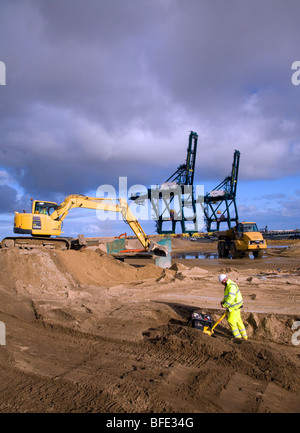 Great Yarmouth Außenhafen Bau Projekt, November 2009, Norfolk, England Stockfoto