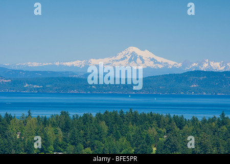 Saanich Peninsula in Richtung San Juan Islands und die Juan De Fuca, Vancouver Island, British Columbia, Kanada Stockfoto