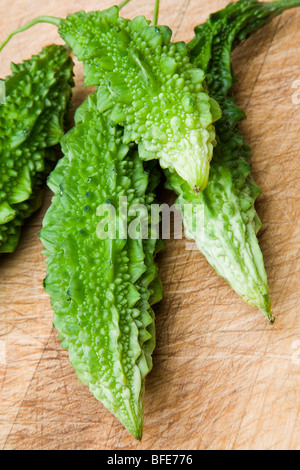 Asiatische Bittermelone oder Bittermelone Stockfoto