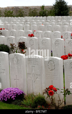 Etaples, dem größten Commonwealth War Cemetery in Frankreich Stockfoto