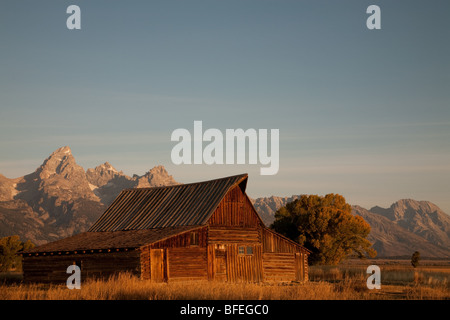 Mormon Scheune Mormone weiterfahren, aufgenommen im Grand Teton National Park in Wyoming in den Vereinigten Staaten von Amerika Stockfoto