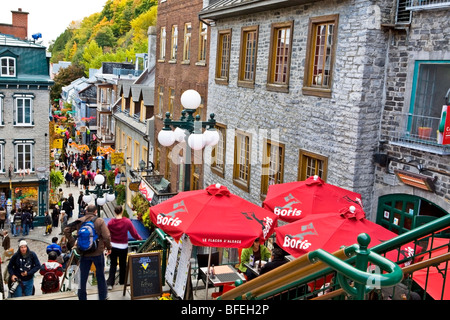 Rue Petit Champlain, Quebec Stadt, Quebec, Kanada Stockfoto